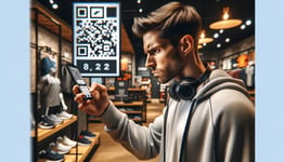 young man can't scan QR code in store