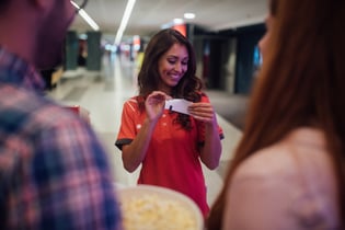 young woman receiving a bonus