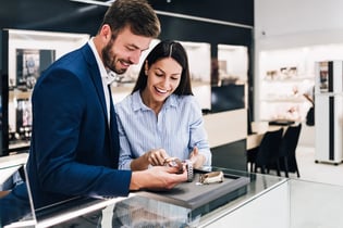 Couple jewelry shopping