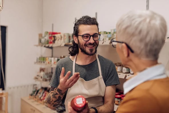 Salesman discussing product with customer