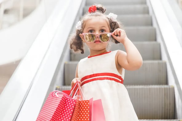 Little girl in shopping mall