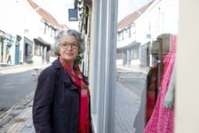 woman avoiding a store