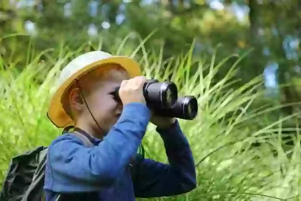 Looking through binoculars