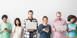 Group of retail staff on their laptops